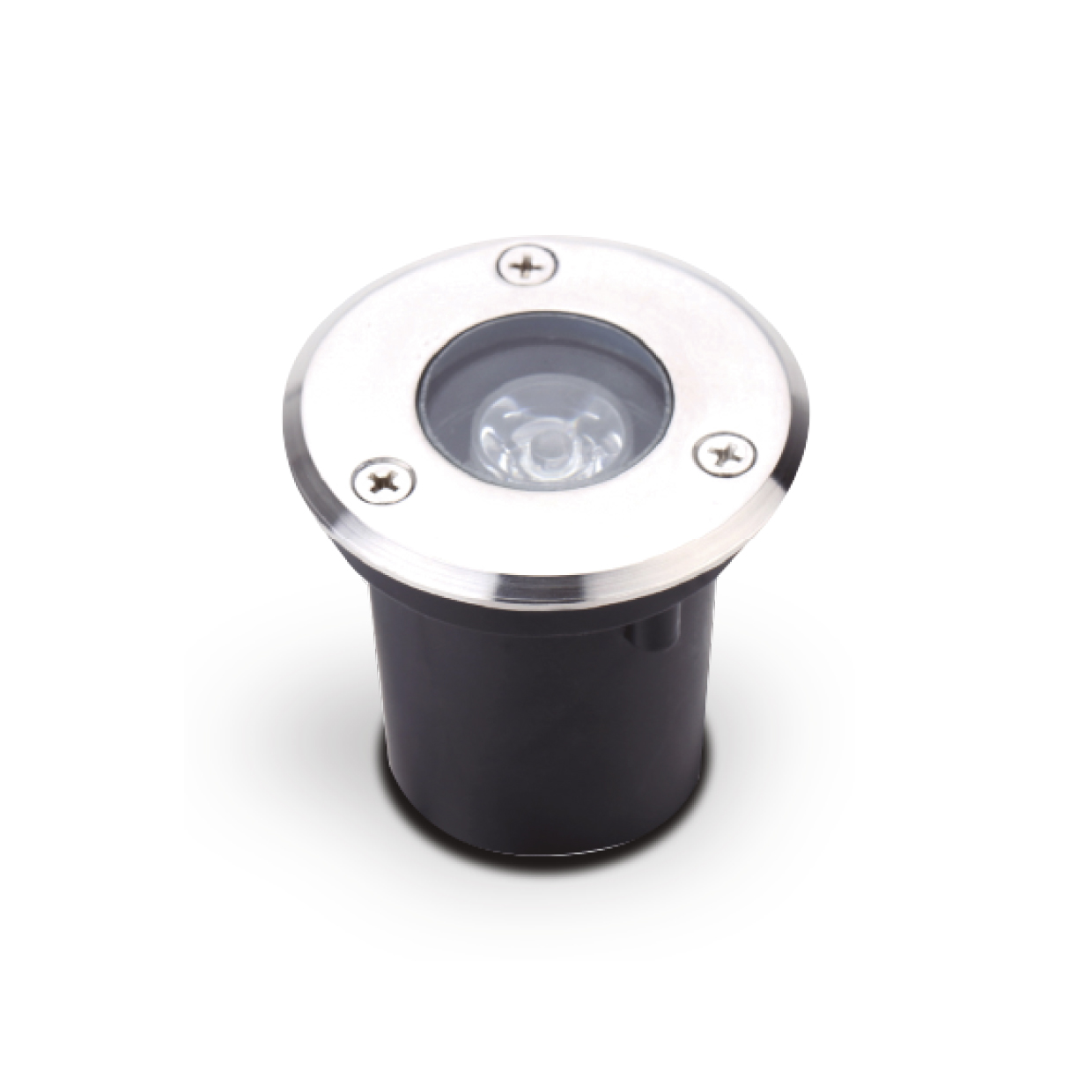 Luminaria LED empotrable Ecolite redonda de 1W, ideal para iluminación de caminos y exteriores. Ecolite sas