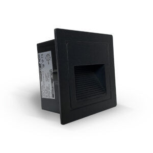 Luminaria empotrable cuadrado negro Ecolite, iluminación de escalera o camino para interiores y exteriores. Ecolite sas