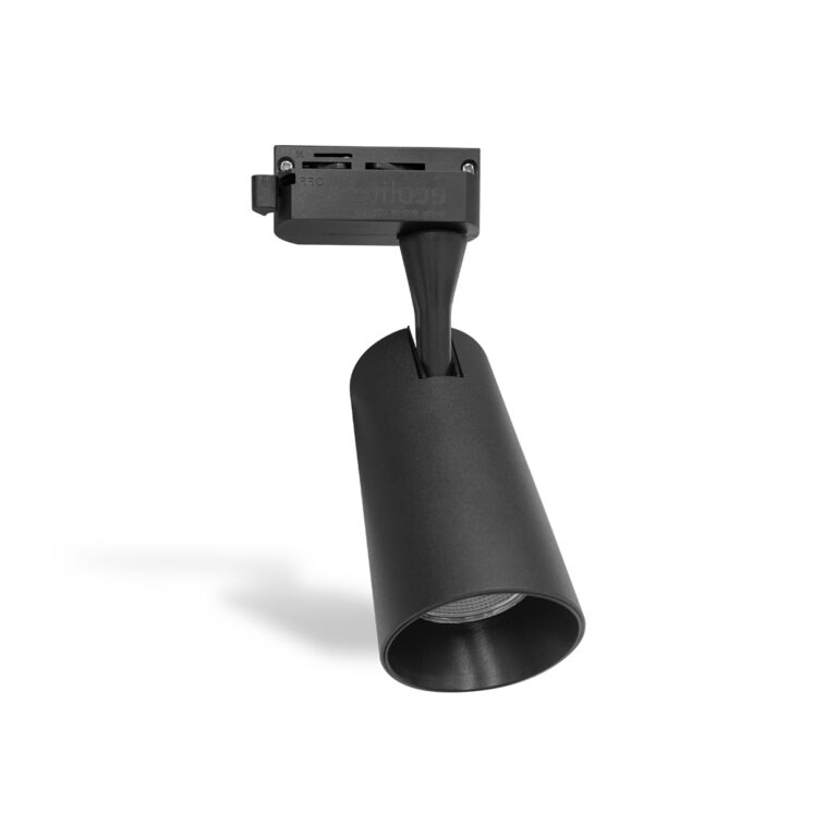 Track Light LED de 18W en color negro diseñado para iluminación de acento en espacios comerciales y residenciales Ecolite sas