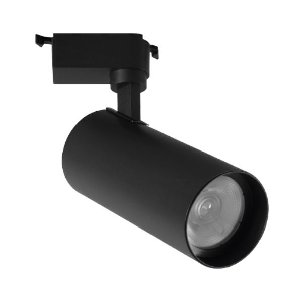 Track Light LED de 30W en color negro diseñado para iluminación de acento en espacios comerciales y residenciales Ecolite sas