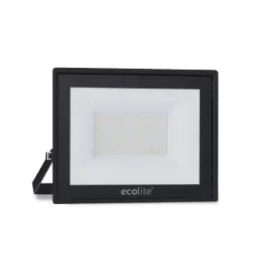Proyector LED de 50W Ecolite negro, resistente al agua con clasificación IP65, para iluminación exterior Ecolite sas
