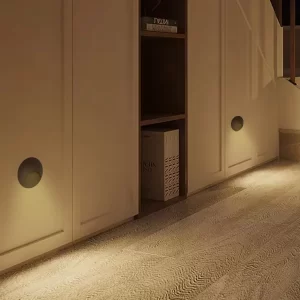 Lámpara de pared LED redonda Ecolite gris oscuro, diseño minimalista y moderno para exteriores